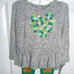 Cat & Jack™ Toddler Girls Shamrock Heart Long Sleeve Cozy Top & Leggings Set 3T